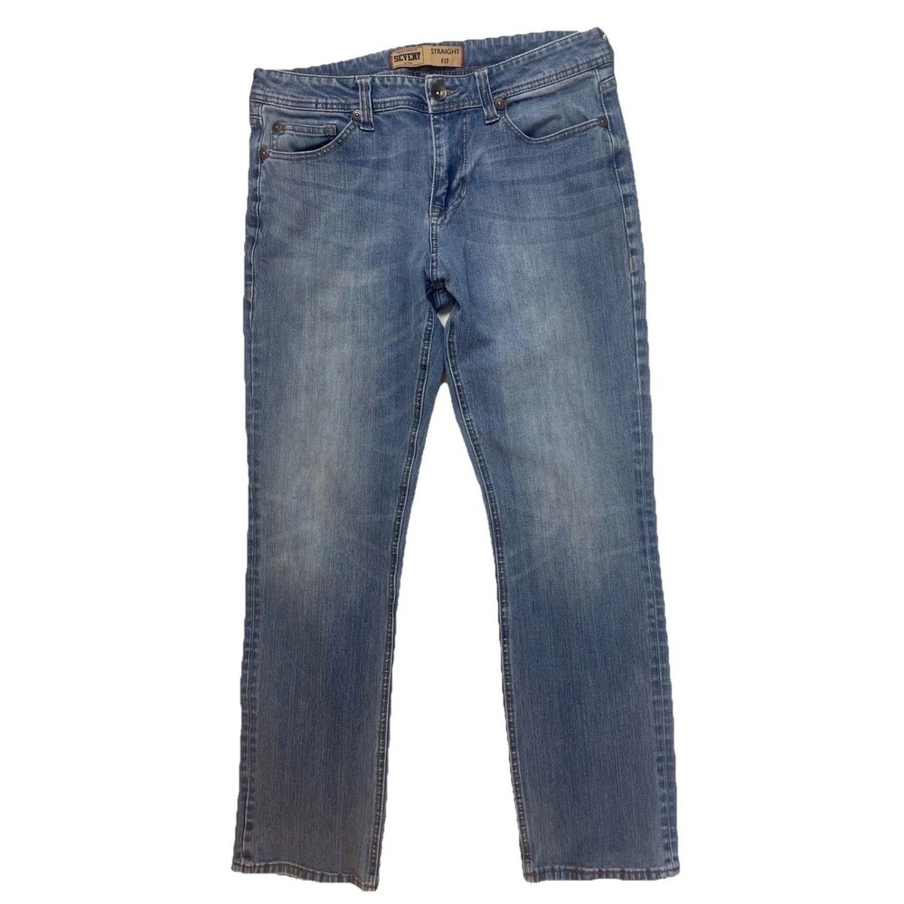 SEVEN7 Men's Jeans Sz 32 X 32 (measures 32x 30) Straight Fit Light Wash Blue